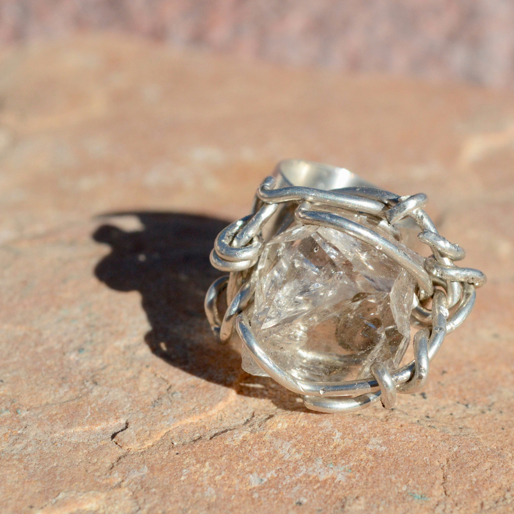 Herkimer Diamond Sterling Silver Ring Size Various Custom Statement 925 Cocktail - Picture 2 of 7